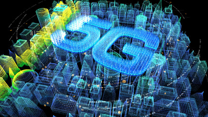 Poster - Futuristic holographic 5G digital wireless high speed fifth innovative generation for cellular network connectivity, high speed Internet broadband network