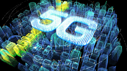 Poster - Futuristic holographic 5G digital wireless high speed fifth innovative generation for cellular network connectivity, high speed Internet broadband network