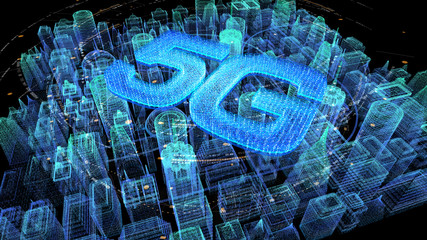 Poster - Futuristic holographic 5G digital wireless high speed fifth innovative generation for cellular network connectivity, high speed Internet broadband network