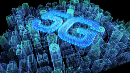 Poster - Futuristic holographic 5G digital wireless high speed fifth innovative generation for cellular network connectivity, high speed Internet broadband network