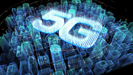 Poster - Futuristic holographic 5G digital wireless high speed fifth innovative generation for cellular network connectivity, high speed Internet broadband network