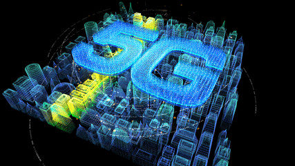 Poster - Futuristic holographic 5G digital wireless high speed fifth innovative generation for cellular network connectivity, high speed Internet broadband network