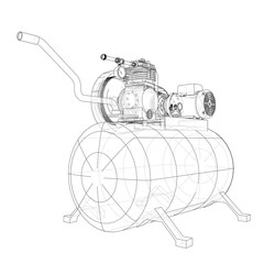 Wall Mural - Outline Air compressor. Vector