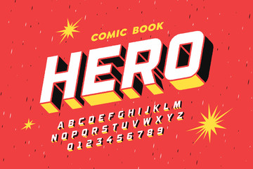 Sticker - Comic book style font design, alphabet letters and numbers