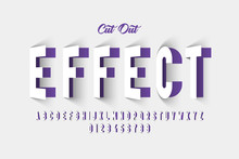 Paper Cut Out Effect Font Design, Alphabet Letters And Numbers