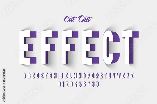 Photographie Paper cut out effect font design, alphabet letters and numbers