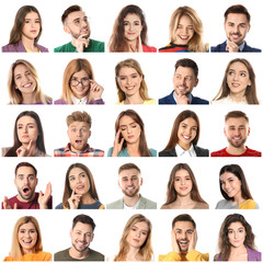 Poster - Collage with portraits of people on white background