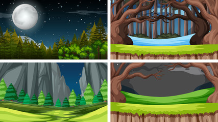 Sticker - Set of scenes in nature setting