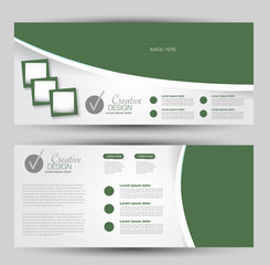 Wall Mural - Horizontal banner or web header template set. Vector illustration promotion design background. Green color.