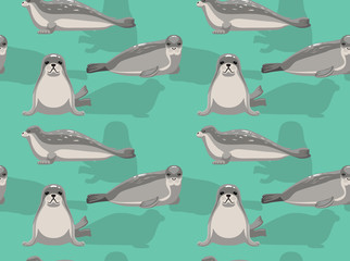 Wall Mural - Caspian Seal Cartoon Background Seamless Wallpaper