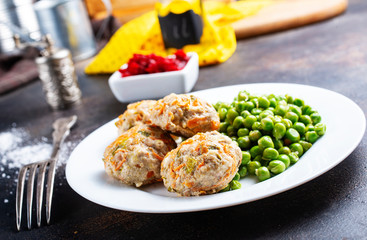 Wall Mural - cutlets with peas