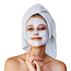 Wall Mural - young woman with facial mask on her face. skin care and treatment, spa, natural beauty and cosmetolo