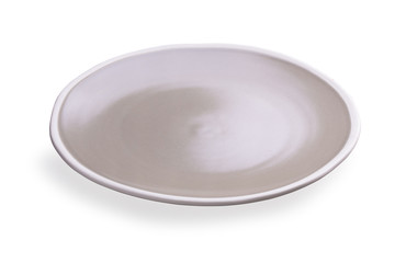 Wall Mural - Empty blank ceramic dish on white background