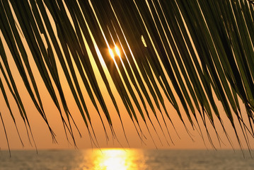 Wall Mural - Sunset on a beautiful tropical beach in Thailand