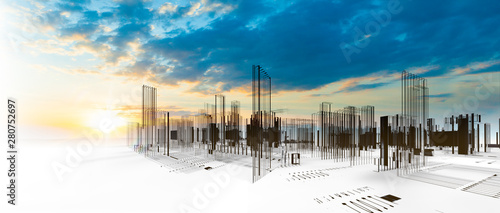 Fotografía Diseño arquitectónico de la ciudad moderna en 3d