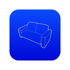 Sticker - Sofa icon blue vector isolated on white background