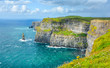 Scenic view of Cliffs of Moher, one of the most popular tourist attractions in Ireland, County Clare.