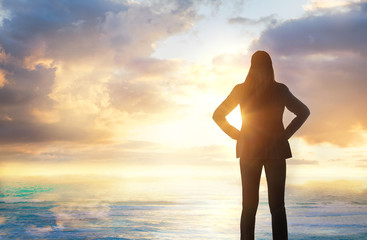 background, beach, beautiful, beauty, blue, bright, businesswoman, cliff, cloud, cloudscape, coast, color, colorful, concept, dawn, dramatic, dusk, environment, evening, female, freedom, future, heave