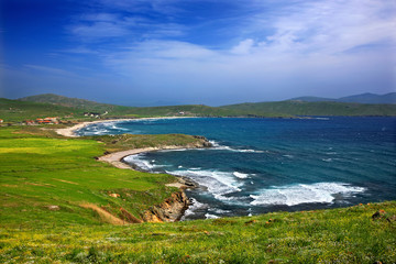 LEMNOS ISLAND, NORTH AEGEAN, GREECE. View of  Evgatis (also known as 