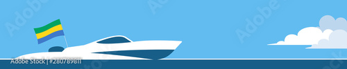 Motor boat with gabonese flag