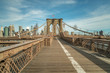 View of the Brooklyn Bridge Leading to Manhattan With Clear Skies