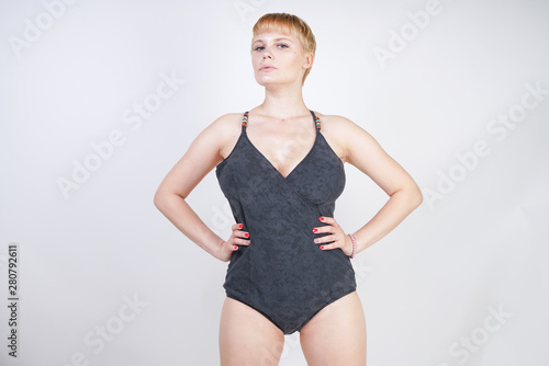 Hot Curvy Chubby Woman With Short Hair And Plus Size Body Wearing