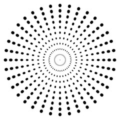 Poster - Radiating radial circle design element. Dashed circles