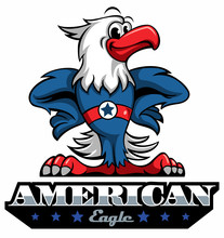Cartoon Style Eagle, School Sport Team Mascot, Cartoon Style Vector Image.