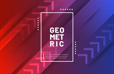 Abstract geometric background in blue and red gradient color. Modern concept background