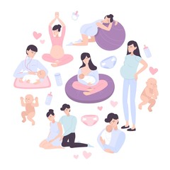 Wall Mural - Childbirth Flat Design Concept