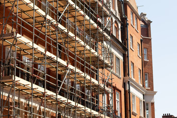 scaffolding on a house, renovation