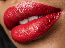 Close Up View Of Beautiful Woman Lips