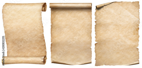 Fotografía Old paper or parchments collection isolated on white