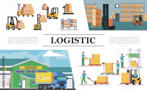 Flat Warehouse Logistics Composition