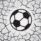 Fototapeta Perspektywa 3d - Black football outline silhouette isolated on cracked gray background