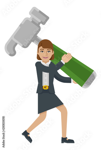 A businesswoman cartoon cha...