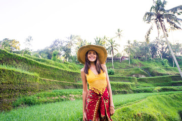 Woman at Tegalalang rice terrace in Bali