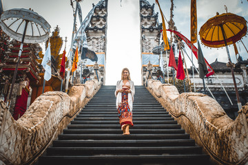 Woman at Pura Lempuyang temple in Bali