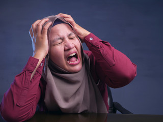 Wall Mural - Stressed Muslim Lady Having Headache