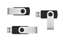 USB Flash Drive In Vector On White Background.