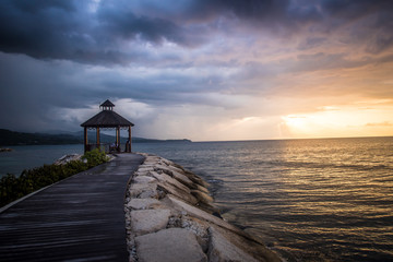 Wall Mural - Sunset at the Beach Montego Bay Jamaica 