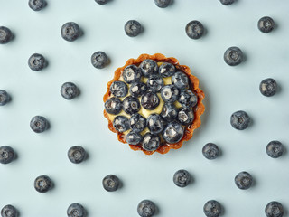 Sticker - blueberry tart on light blue background