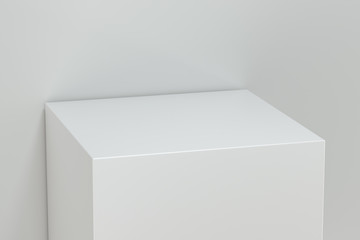 Wall Mural - 3d rendering, the cubic platform in the white empty room.