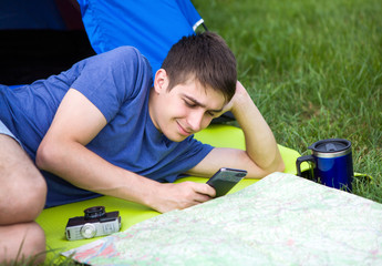 Canvas Print - Young Man with a Map