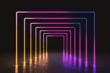 Poster - abstract pink neon corridor