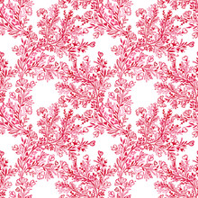 Seamless Floral Pattern With Flowers And Hearts'