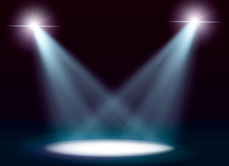 Wall Mural - scene illumination, transparent effects on a plaid dark background. bright lighting with spotlights.