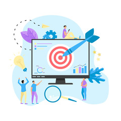 Canvas Print - Target with an arrow, hit the target, goal achievement. Business concept vector illustration	