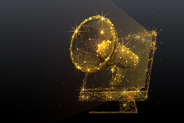 Fototapete - Gold online digital marketing low poly wireframe illustration