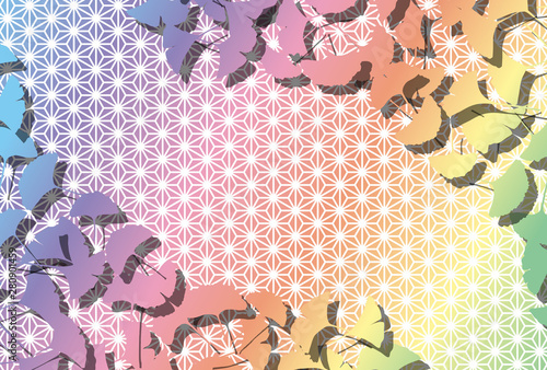 Background Wallpaper Vector Illustration Design Free Free Size Charge Free Colorful Color Rainbow Show Business Entertainment Party Image 和風背景壁紙 日本の伝統模様 麻葉紋様 銀杏の葉 紅葉 秋 落ち葉 イチョウ 無料素材 フリーサイズ Buy This